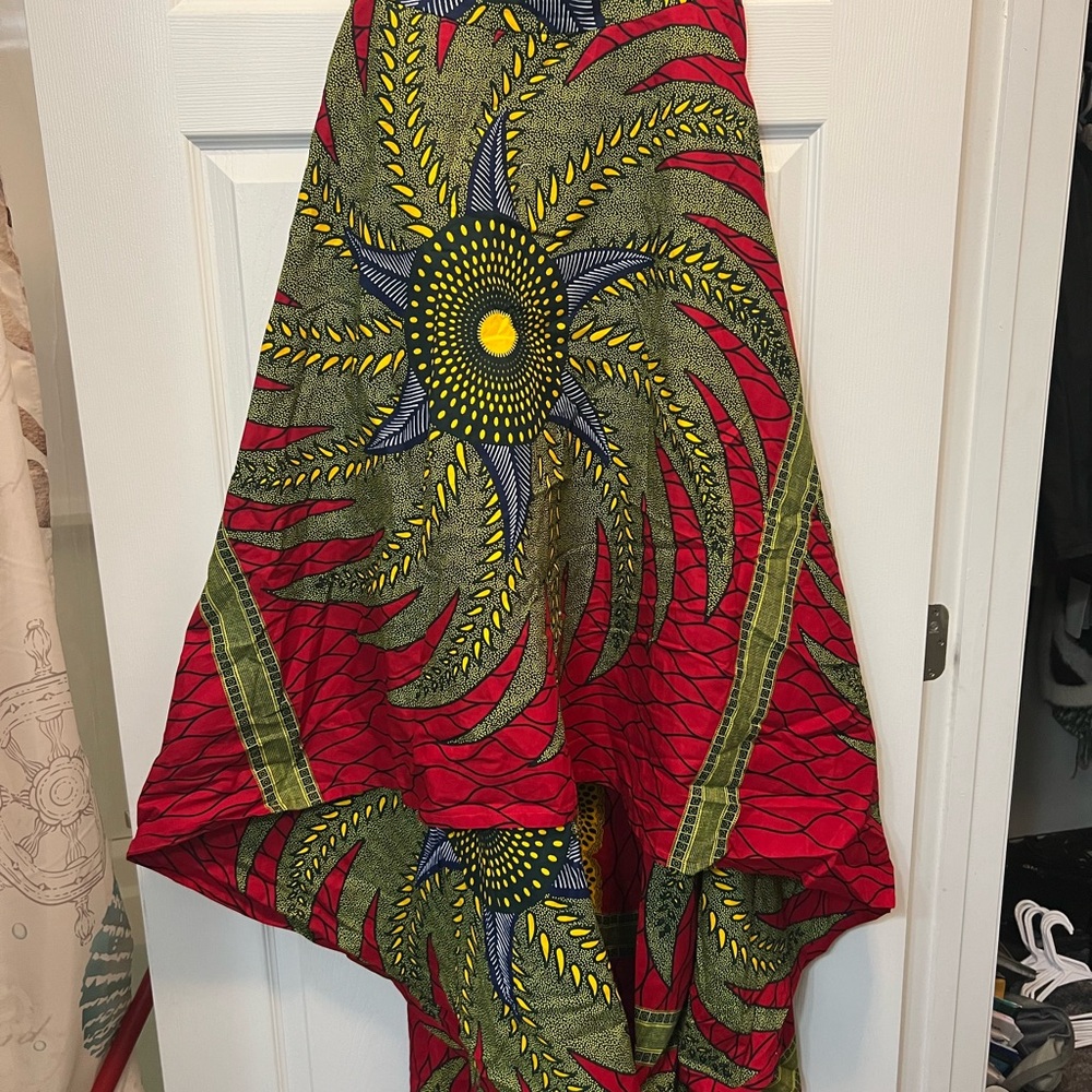 Vibrant Red and Green Women's Skirt